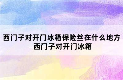 西门子对开门冰箱保险丝在什么地方 西门子对开门冰箱